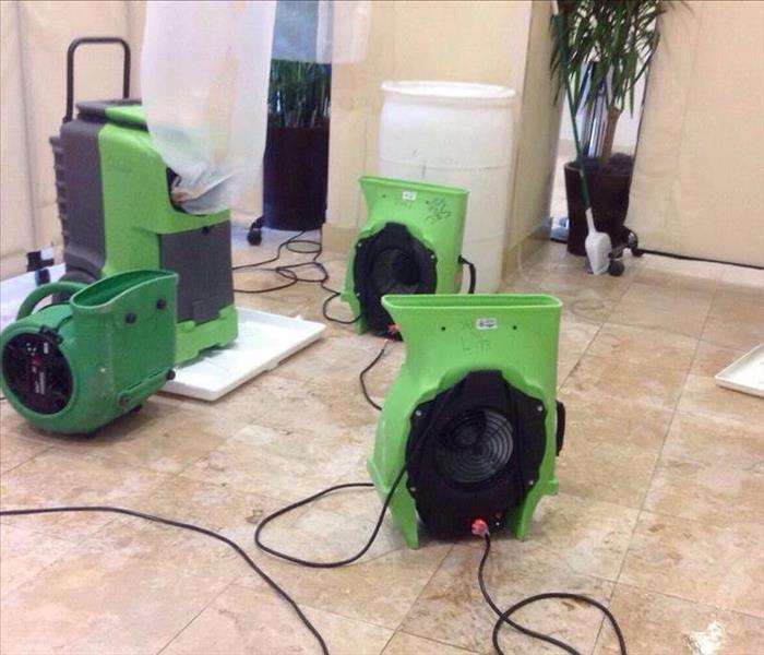 Drying equipment in the lobby of a hotel on Panama City Beach, Florida